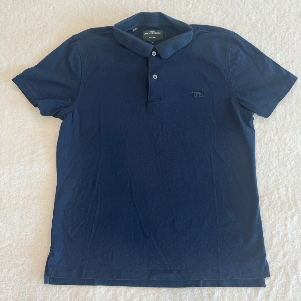 Rodd & Gunn Mens Sports Fit Cotton Polo Shirt Navy Blue Size M Short Sleeve